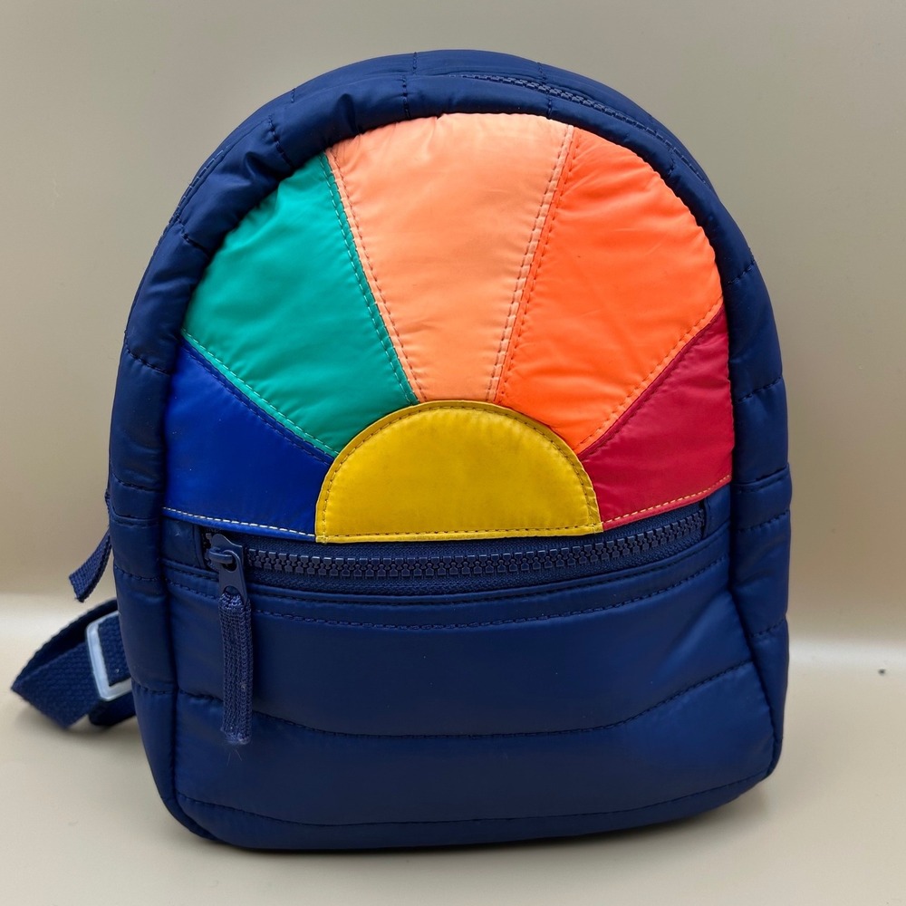 Gap Kids Navy Blue Quilted Rainbow Sunburst Mini Puffer Backpack RN17730